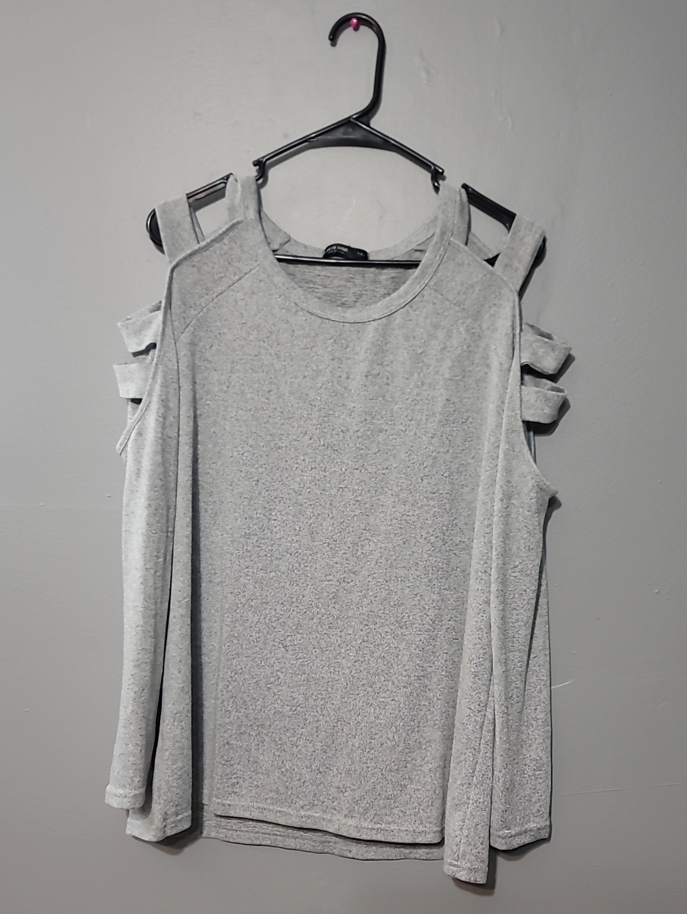SHEIN Light Gray Cold-Shoulder Long Sleeve Top